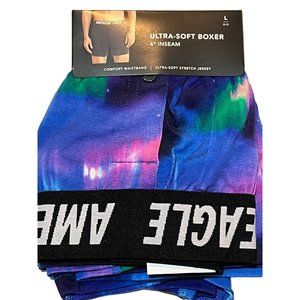 NWT AMERICAN EAGLE Ultra Soft Boxer 4" Inseam Underwear Sz L Blue